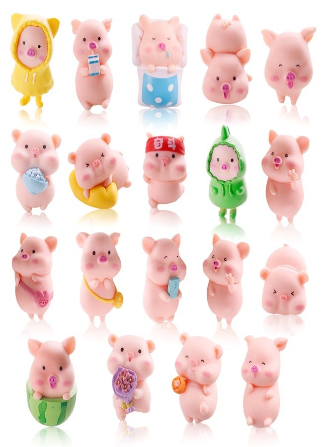 Morofme 19pcs Mini Pig Figurines Miniature Pig Cake Toppers Piggies Cake Decorations Pig Themed Decor Pink Piggy Cupcake Topper for Kids Birthday Party Home Desk Garden Decorations - Image 1